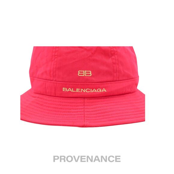 🔴 Balenciaga BB Logo Embroidered Bucket Hat - Red M - Picture 5 of 9